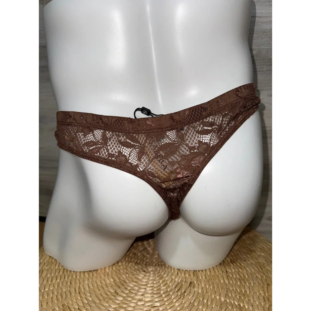 Cosabella Never Say Never Classic G-String Thong Brown Lace G-String NWT‎ L
